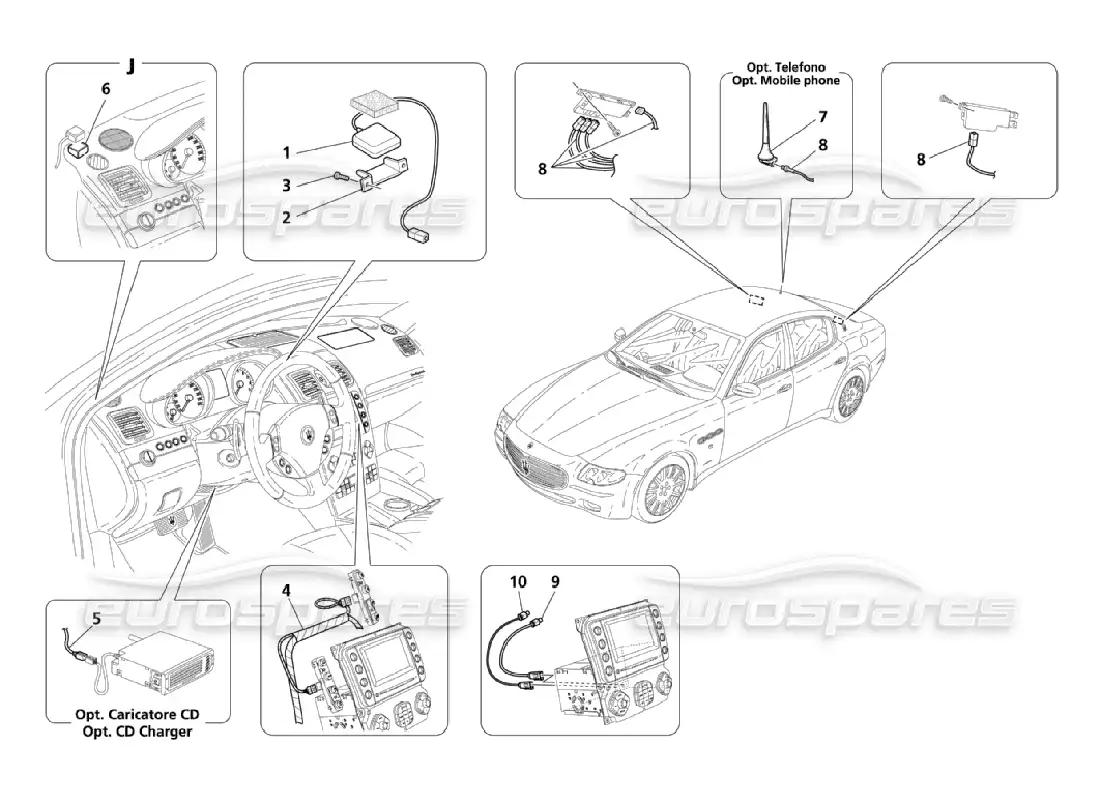 maserati qtp. (2006) 4.2 system for reception and connection parts diagram