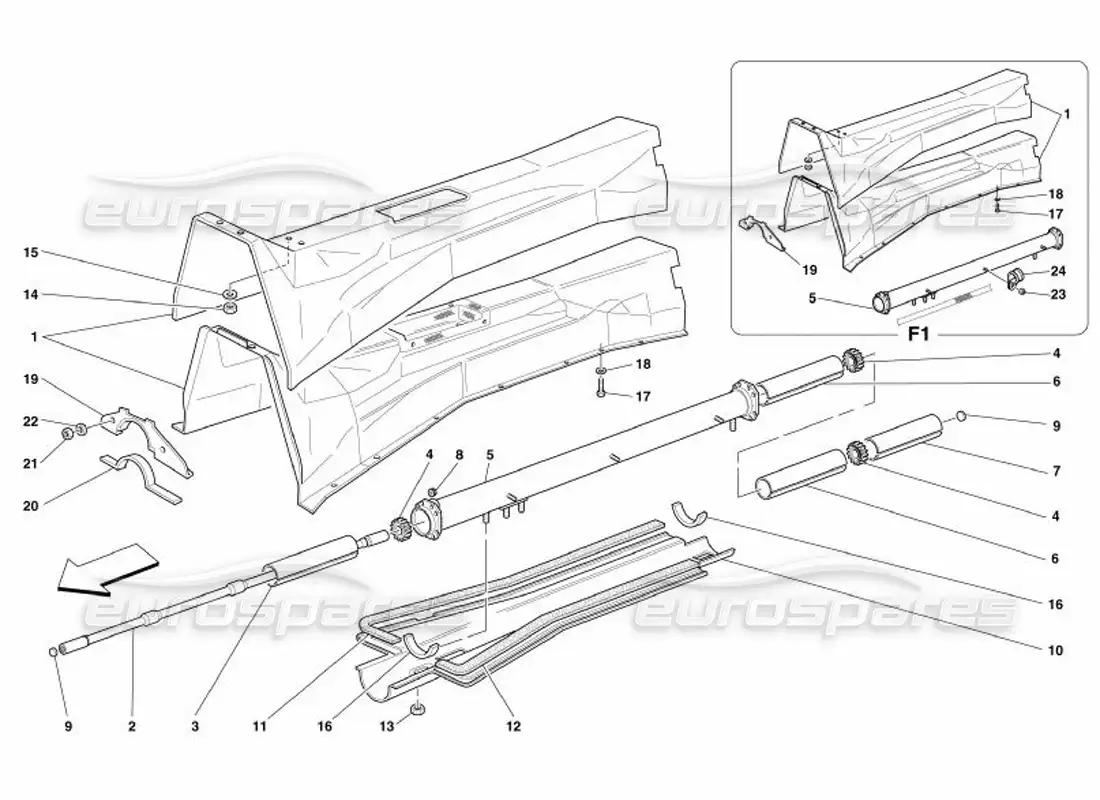 ferrari 575 superamerica engine-gearbox connecting tube and insulation parts diagram