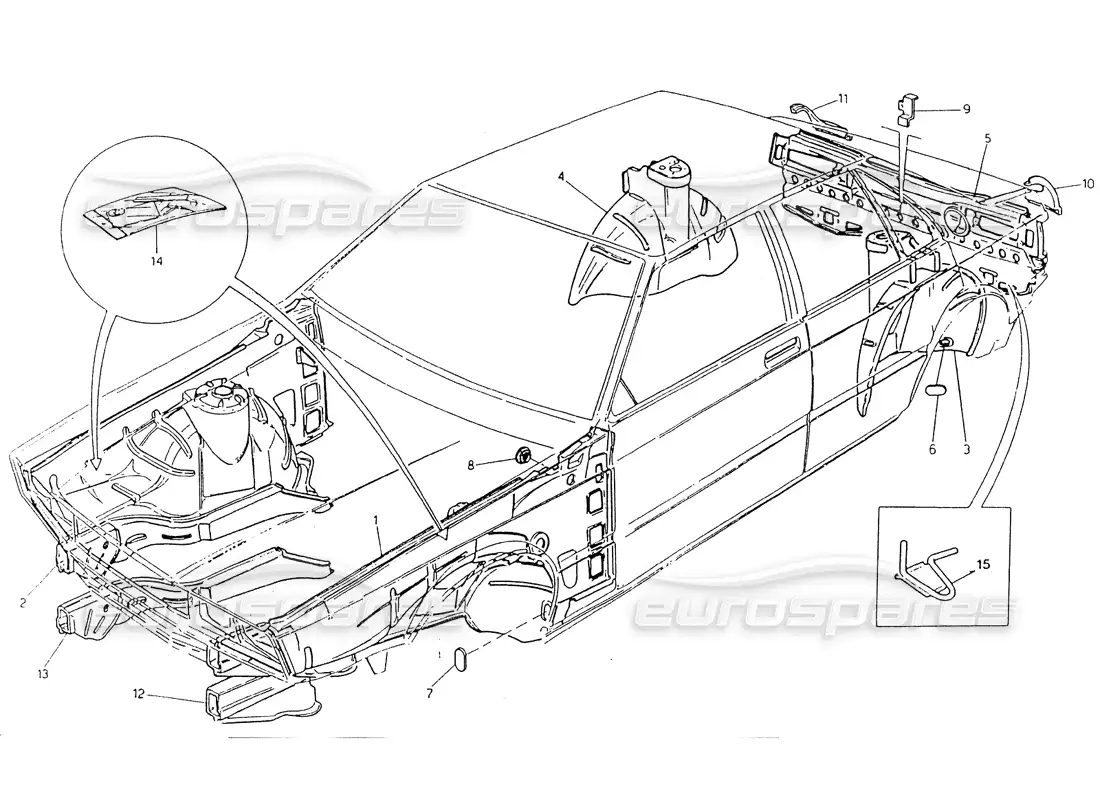 maserati 418 / 4.24v / 430 bodywork-internal frame parts diagram