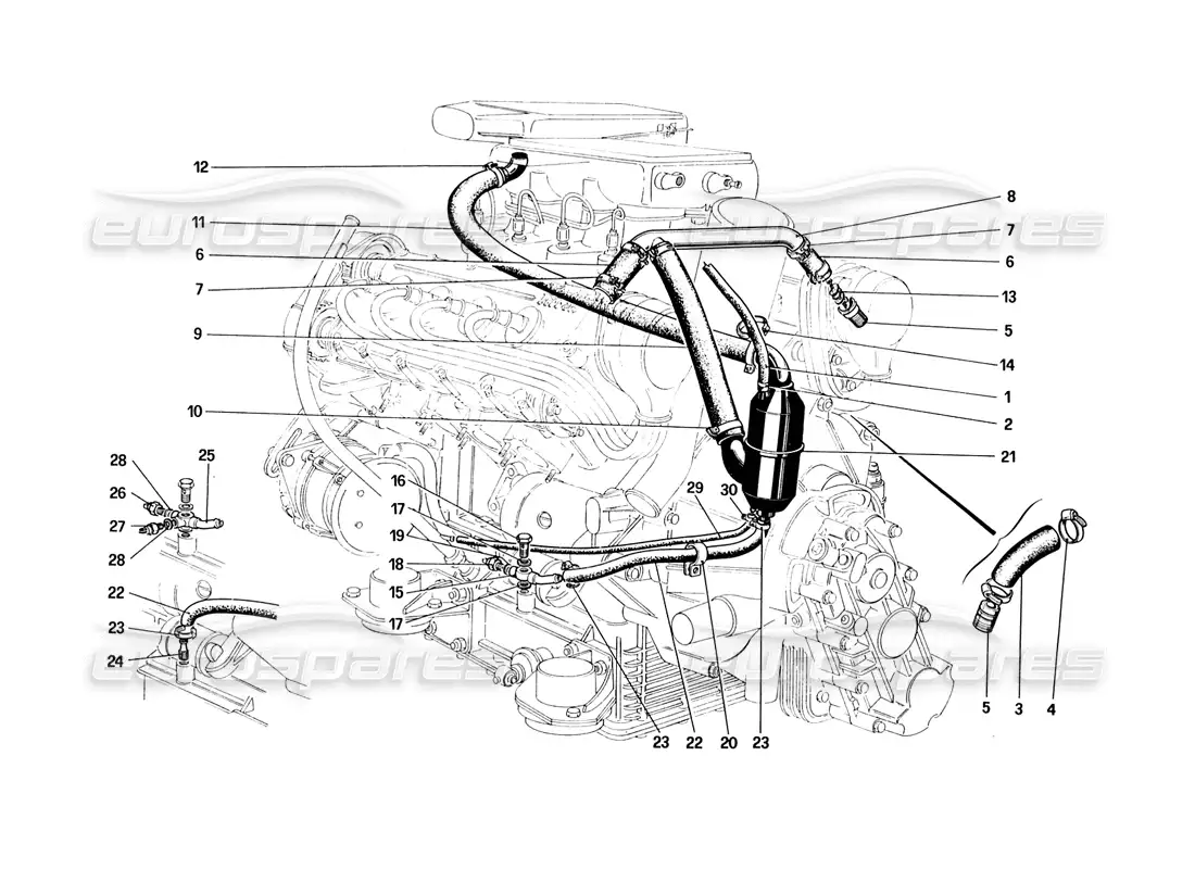 ferrari 328 (1988) blow - by system parts diagram