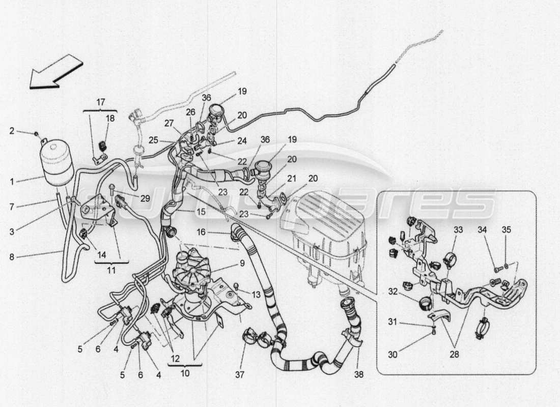 maserati qtp. v8 3.8 530bhp 2014 auto additional air system parts diagram