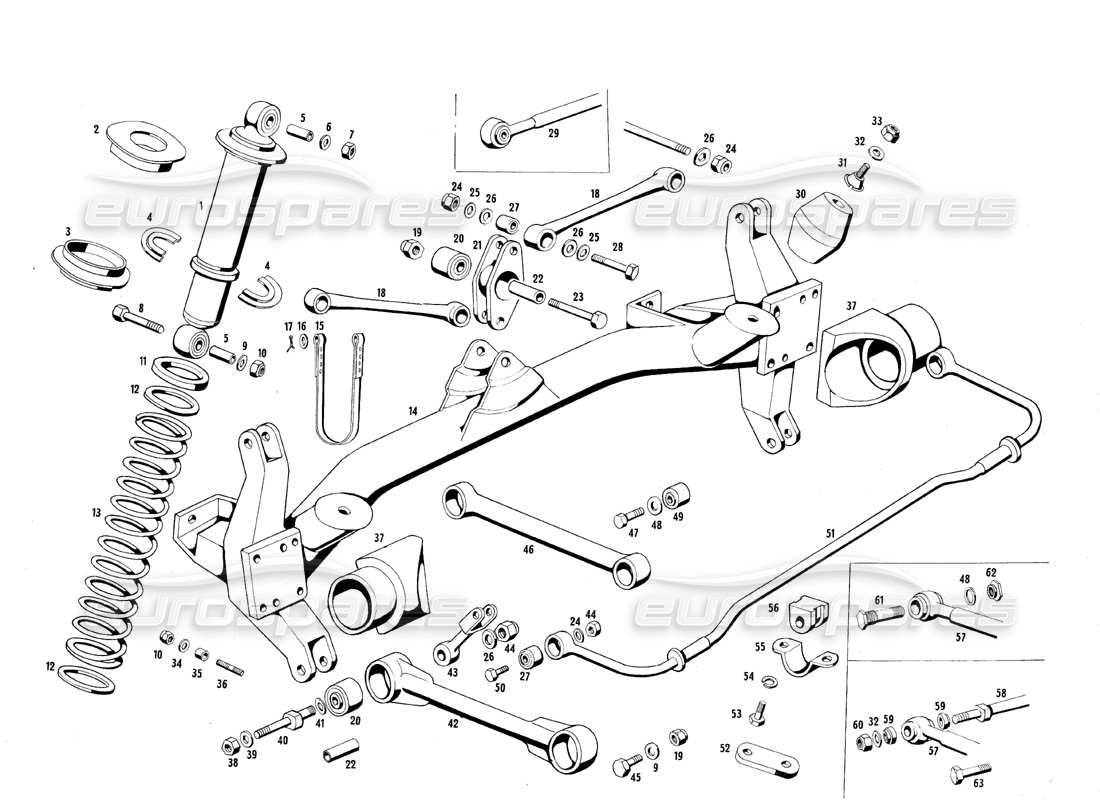 maserati qtp.v8 4.7 (s1 & s2) 1967 rear suspension parts diagram