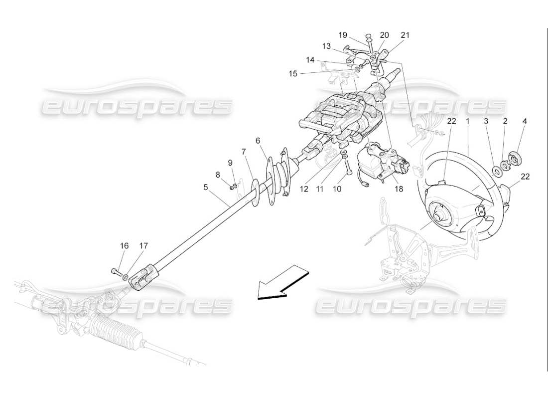 maserati qtp. (2008) 4.2 auto steering column and steering wheel unit part diagram