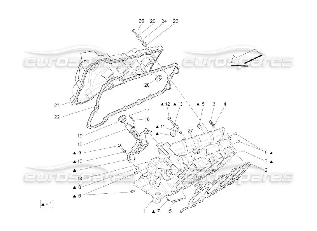 maserati qtp. (2008) 4.2 auto rh cylinder head part diagram