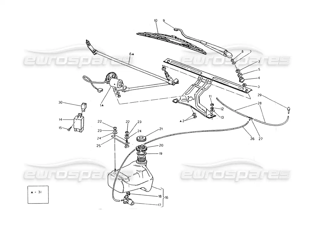 maserati 418 / 4.24v / 430 windshield wiper, lh steering parts diagram