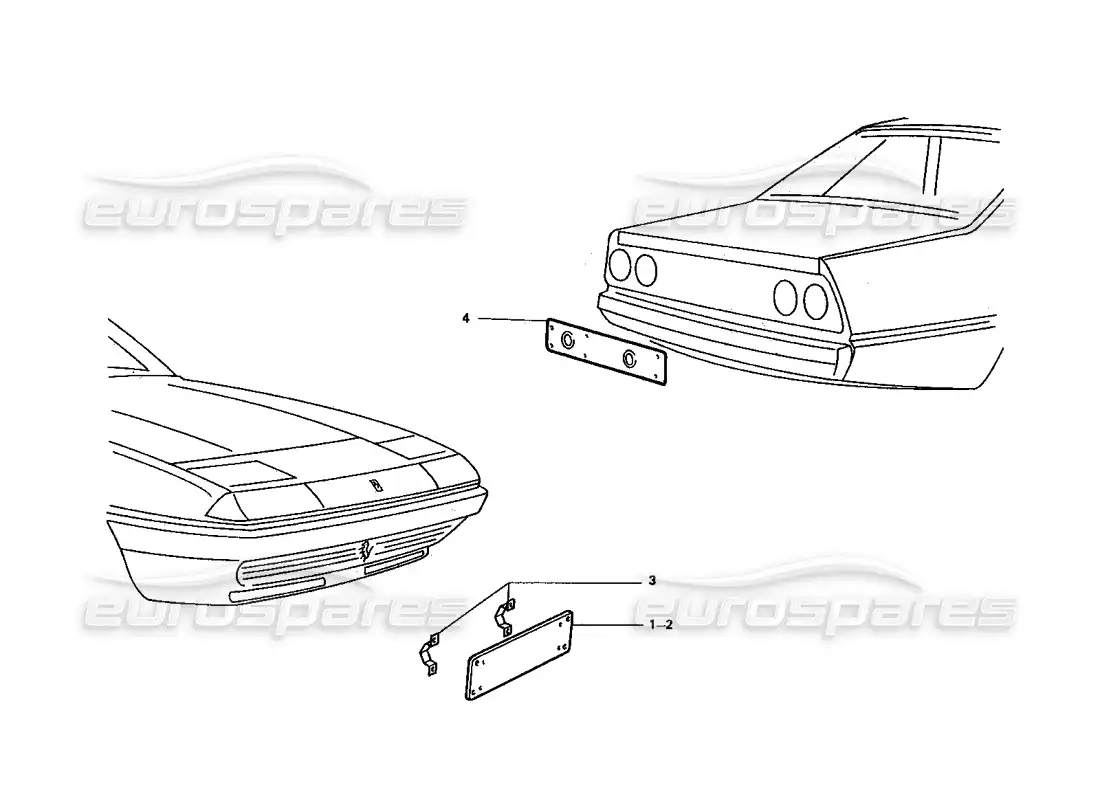 ferrari 412 (coachwork) number plate holder parts diagram