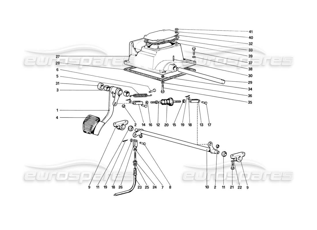 ferrari 308 (1981) gtbi/gtsi pedal board - clutch control (variants for rhd versions) part diagram