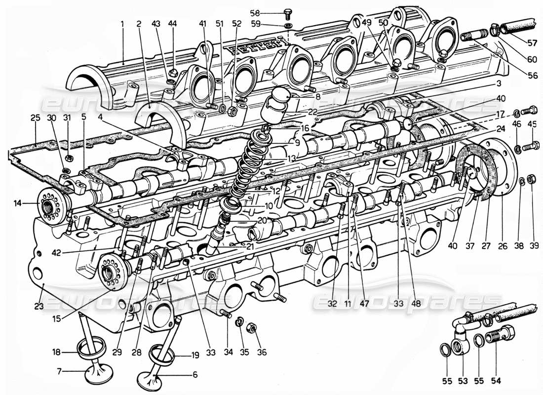 ferrari 365 gtc4 (mechanical) cylinder head lhs part diagram