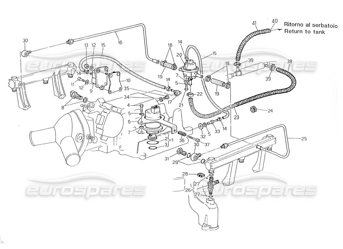 maserati 228 injection system - accesories part diagram