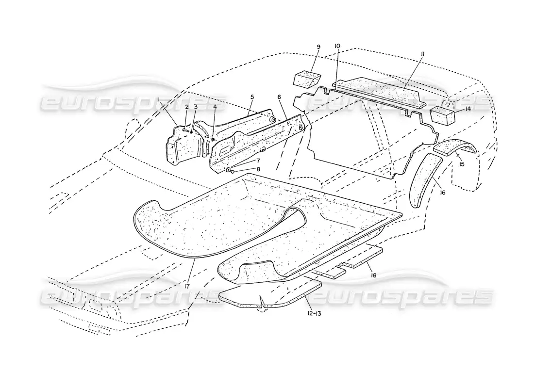 maserati ghibli 2.8 (non abs) carpets and felts parts diagram