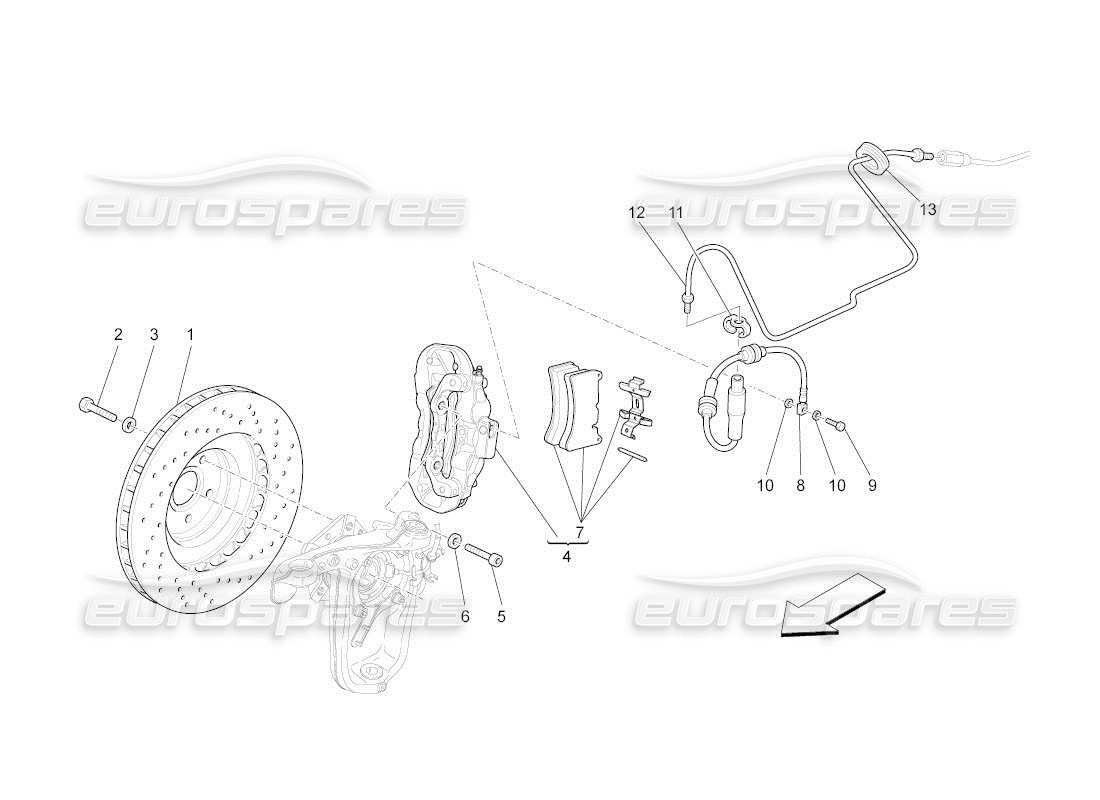 maserati qtp. (2011) 4.7 auto braking devices on front wheels part diagram