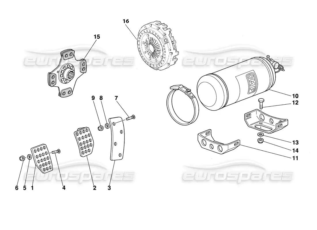 ferrari 348 challenge (1995) pedal plates - clutch disc- extinguisher parts diagram