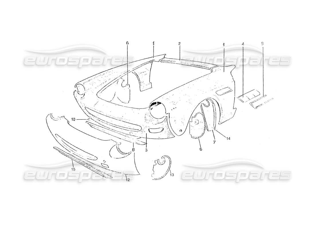 ferrari 275 (pininfarina coachwork) gruppo rivestinento anteriore part diagram