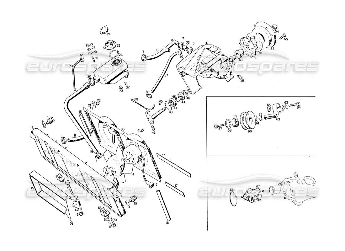 maserati khamsin engine cooling parts diagram