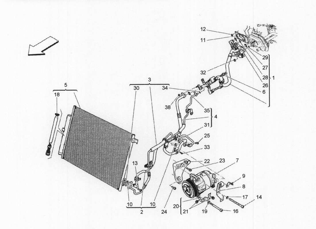 maserati qtp. v6 3.0 bt 410bhp 2wd 2017 a c unit: engine compartment devices parts diagram