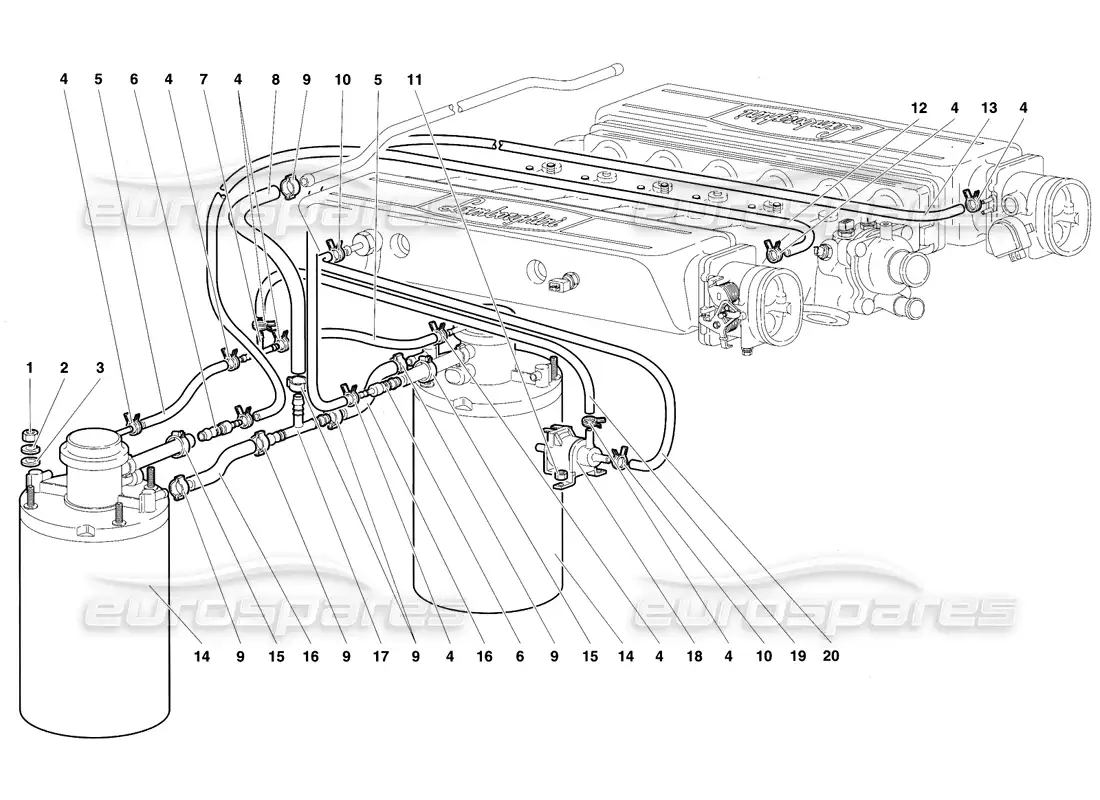 lamborghini diablo vt (1994) fuel system parts diagram