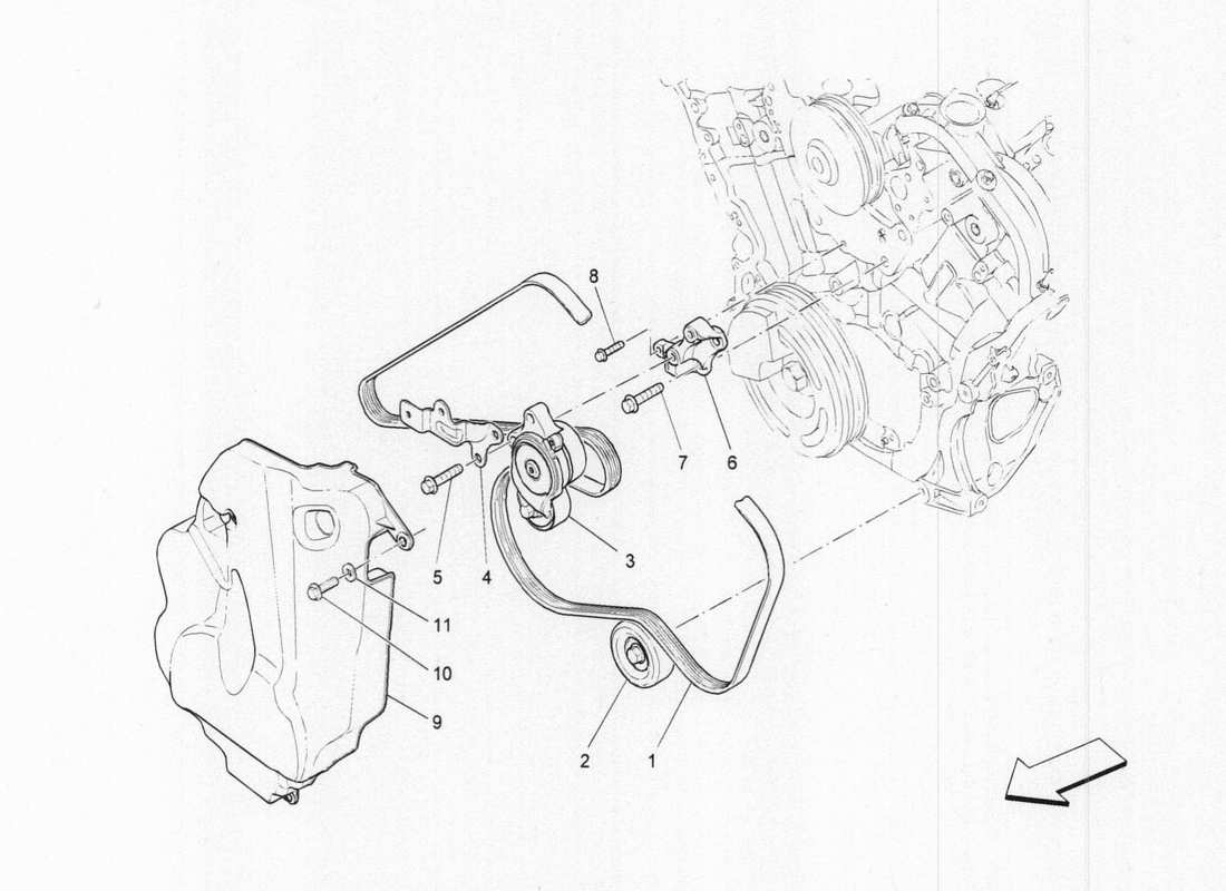 maserati qtp. v6 3.0 tds 275bhp 2017 auxiliary device belts part diagram