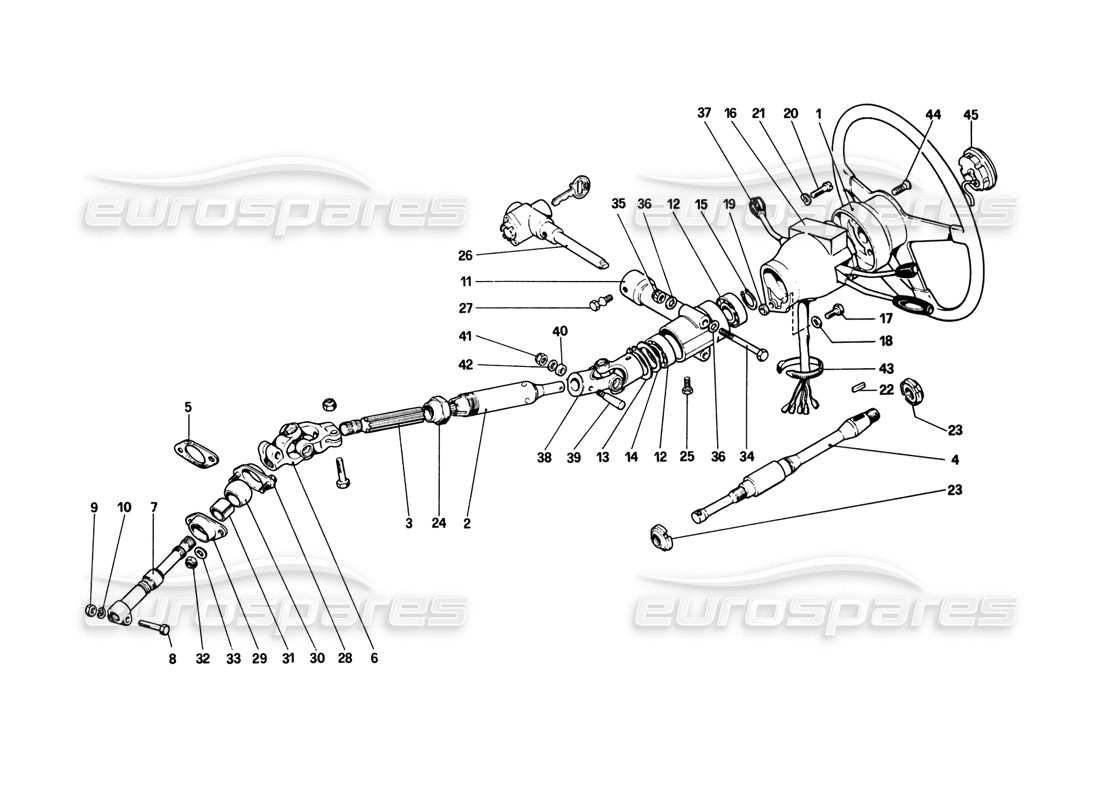 ferrari 308 gtb (1980) steering column part diagram