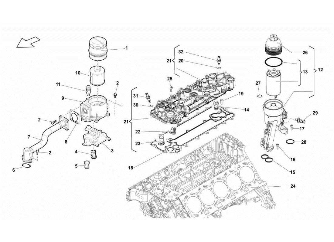 lamborghini gallardo sts ii sc oil filter parts diagram