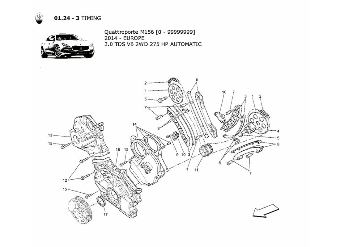 maserati qtp. v6 3.0 tds 275bhp 2014 timing parts diagram