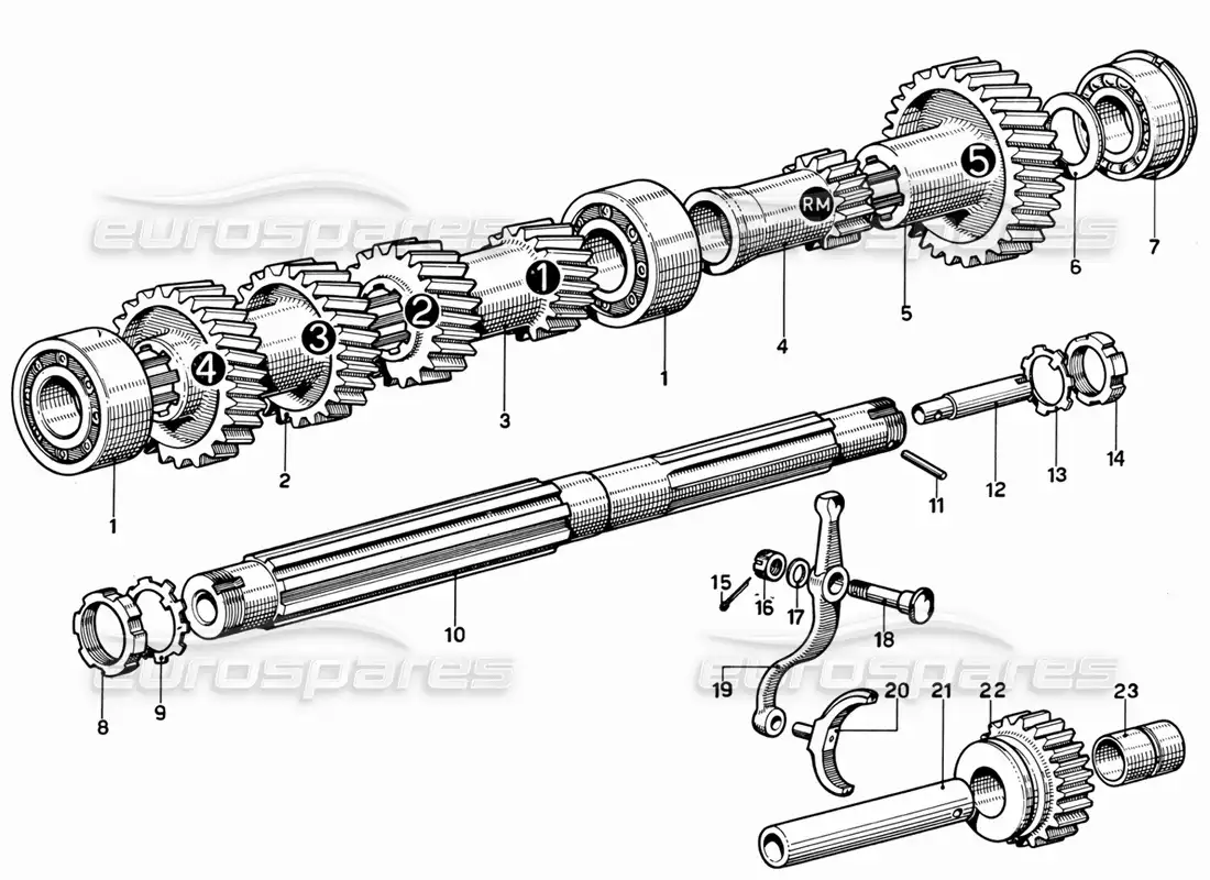 ferrari 365 gt 2+2 (mechanical) countershaft parts diagram