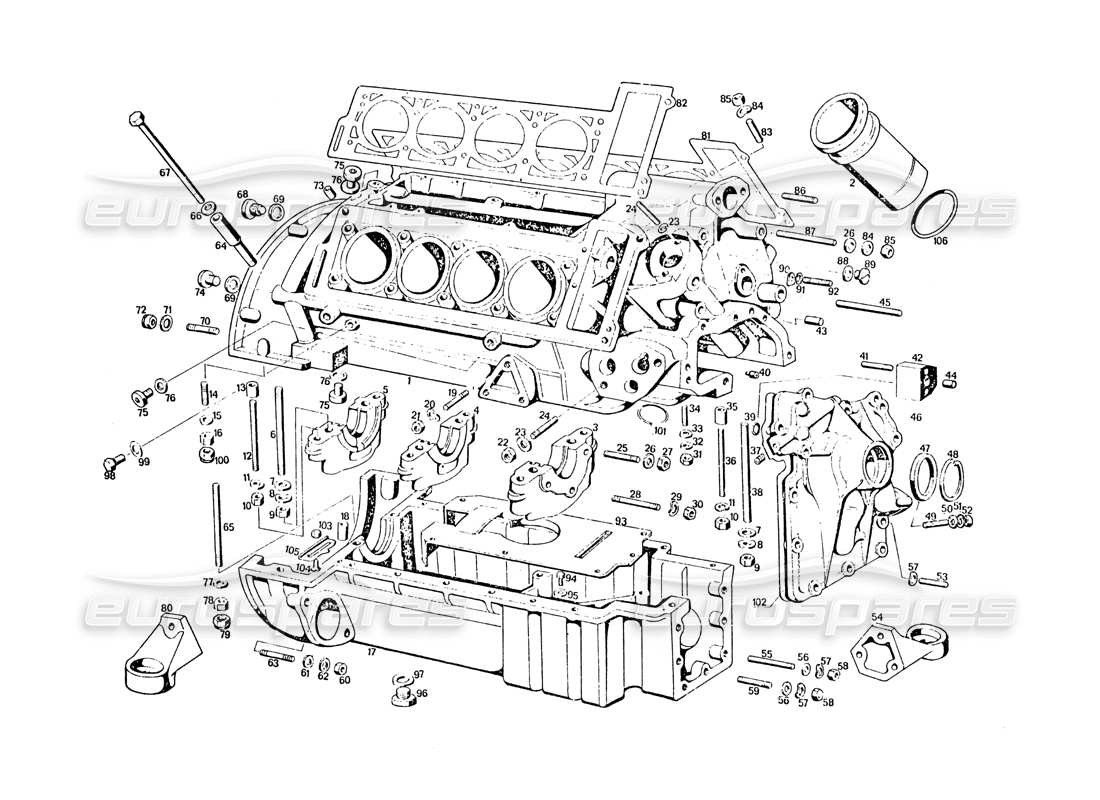 maserati khamsin engine housing part diagram