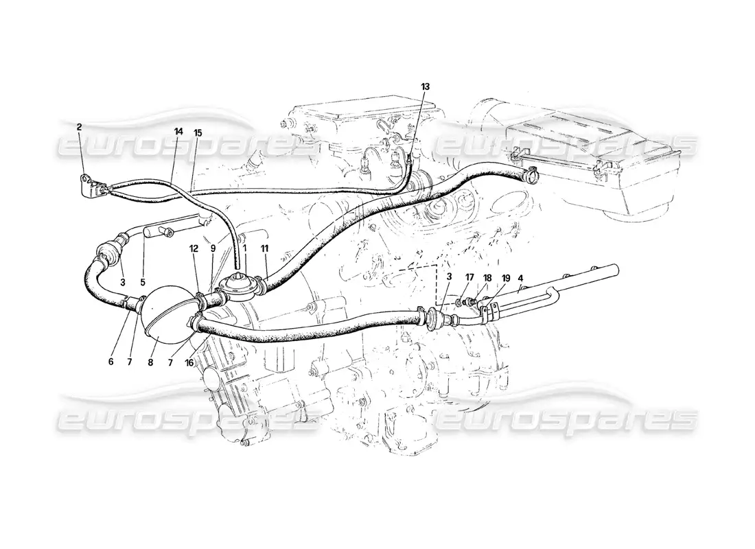 ferrari 328 (1988) air injection (for ch86 and ch87 version) parts diagram