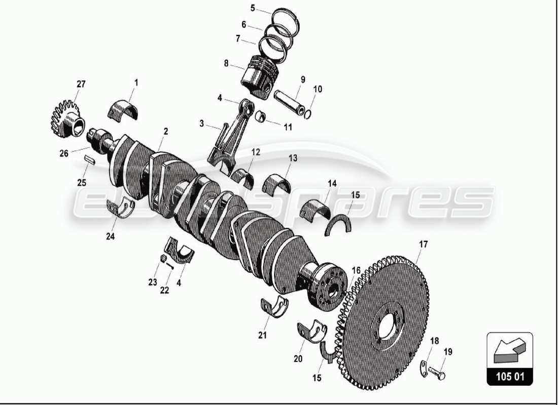 lamborghini 350 gt crankshaft -connecting rod parts diagram