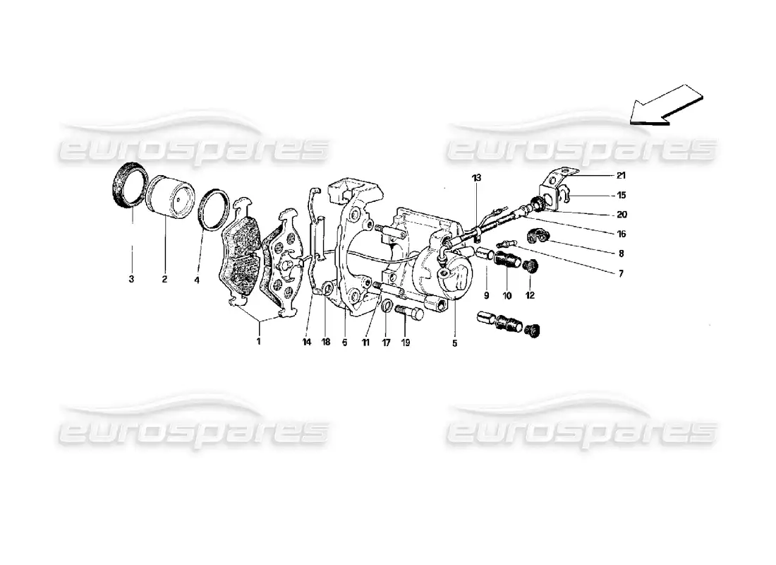 ferrari mondial 3.4 t coupe/cabrio front brakes calipers parts diagram
