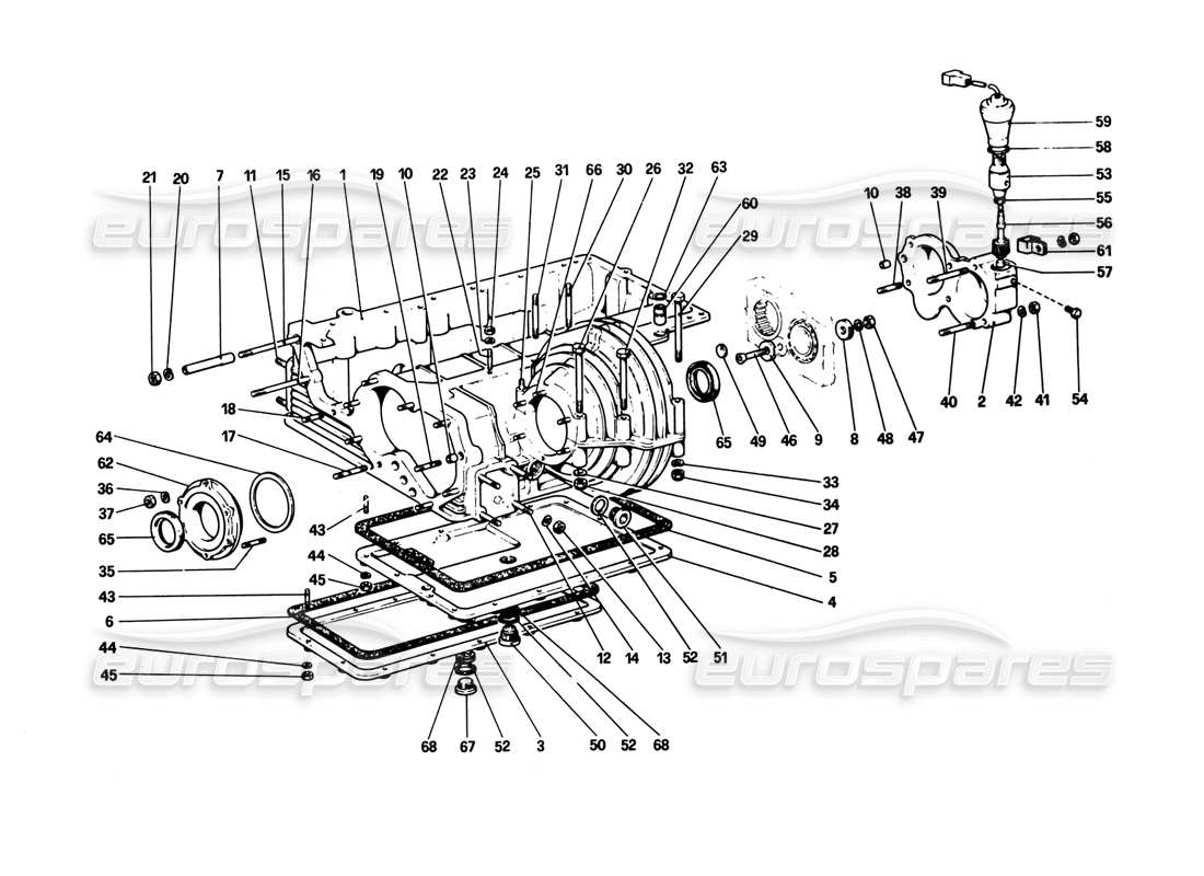 ferrari 308 gtb (1980) gearbox - differential housing and oil sump (308 gtb) part diagram