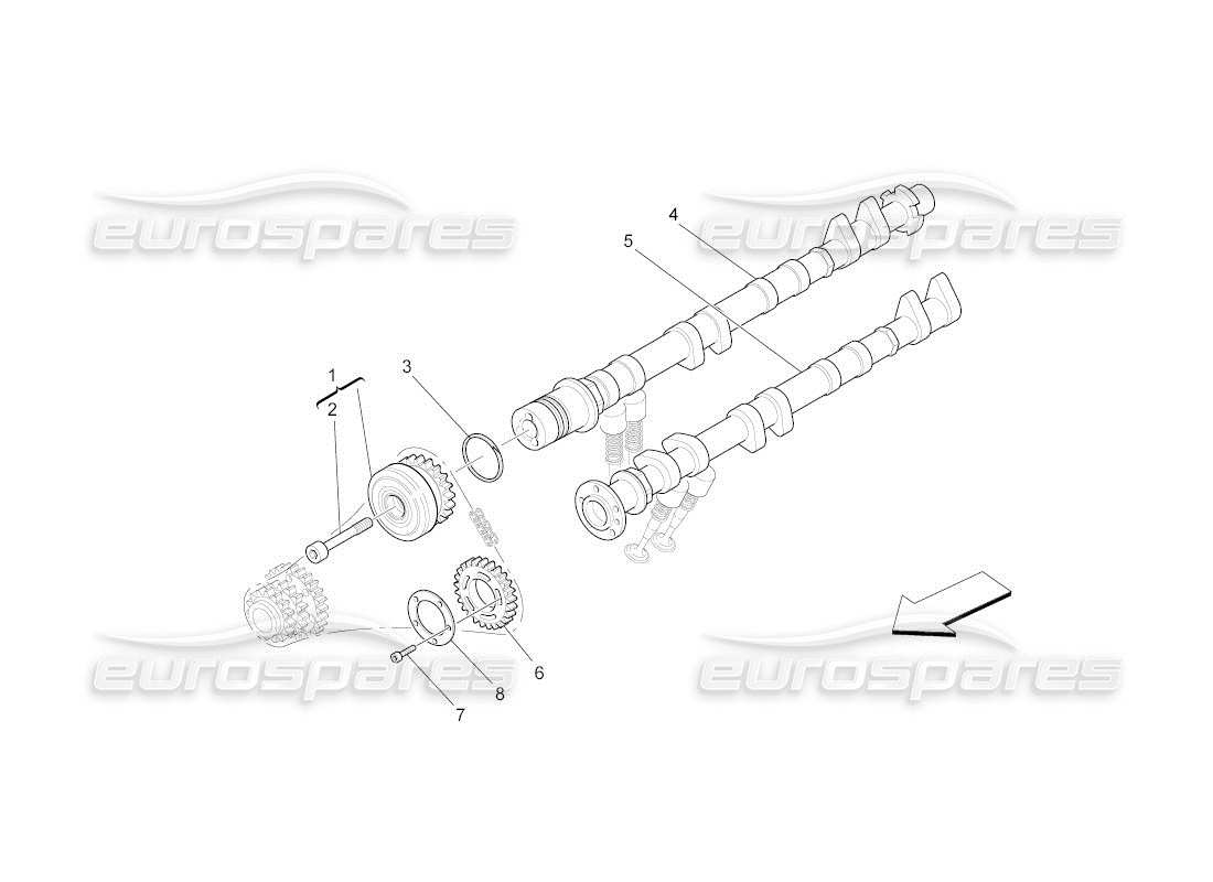 maserati qtp. (2010) 4.2 auto lh cylinder head camshafts part diagram