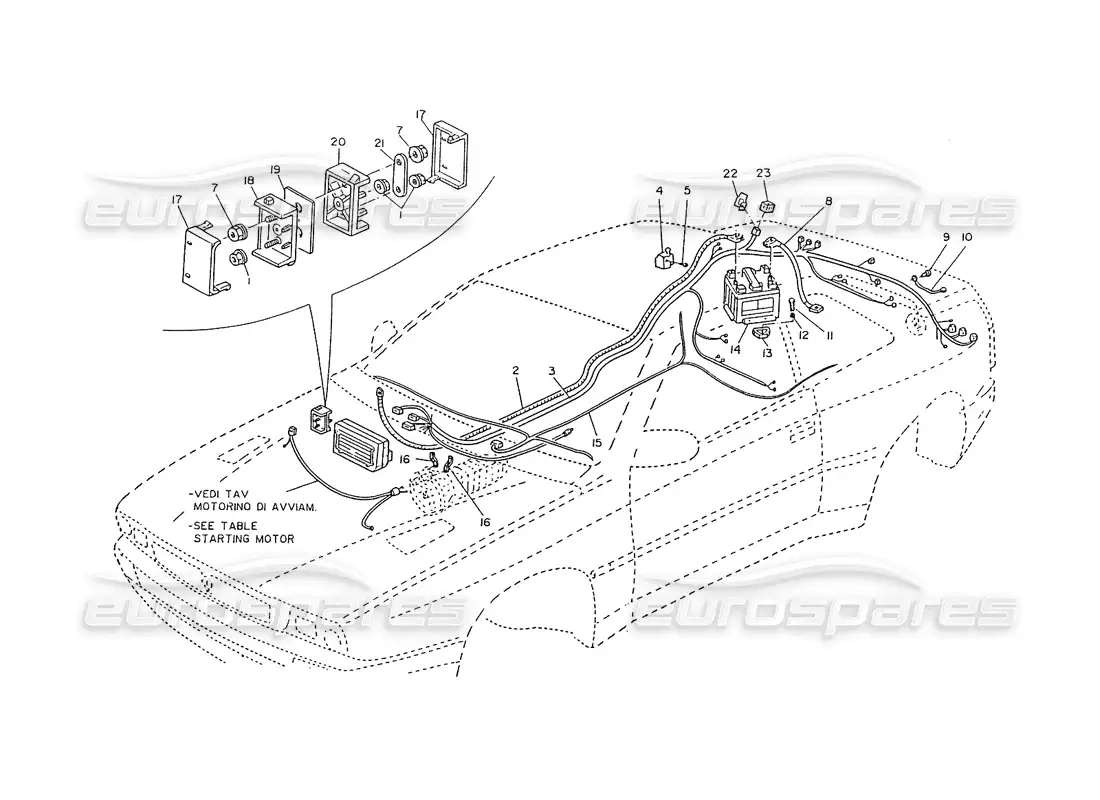 maserati ghibli 2.8 (non abs) battery power supply wiring parts diagram