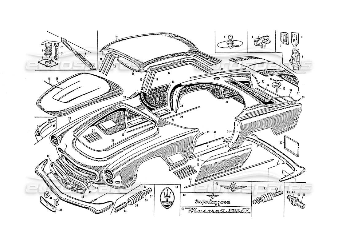 maserati 3500 gt body shell parts diagram