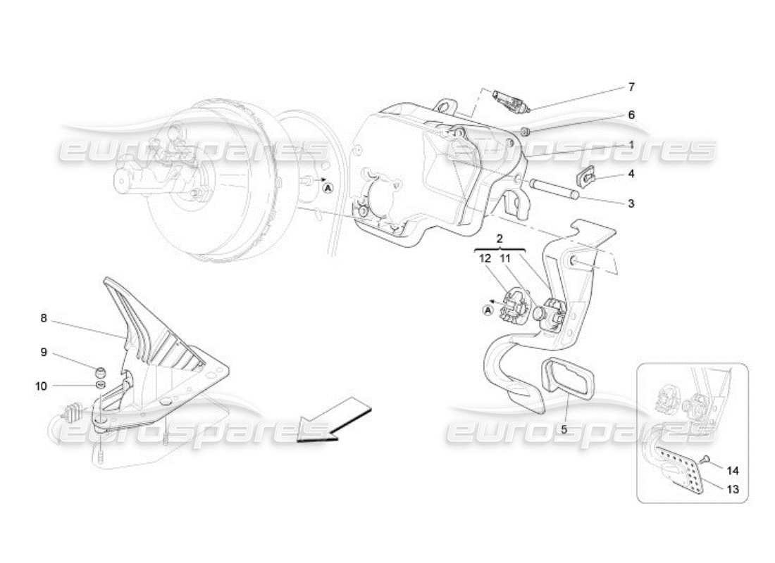 maserati qtp. (2005) 4.2 complete pedal board unit part diagram