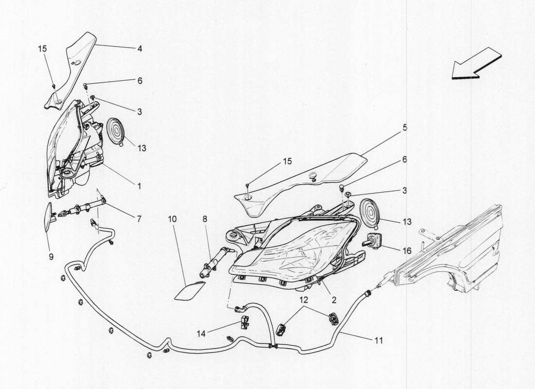 maserati qtp. v6 3.0 tds 275bhp 2017 headlight clusters part diagram