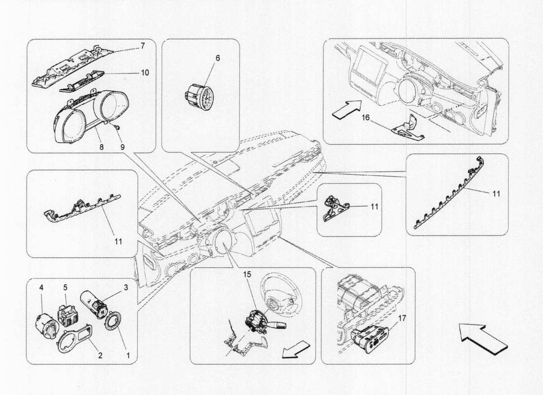 maserati qtp. v6 3.0 tds 275bhp 2017 dashboard devices part diagram