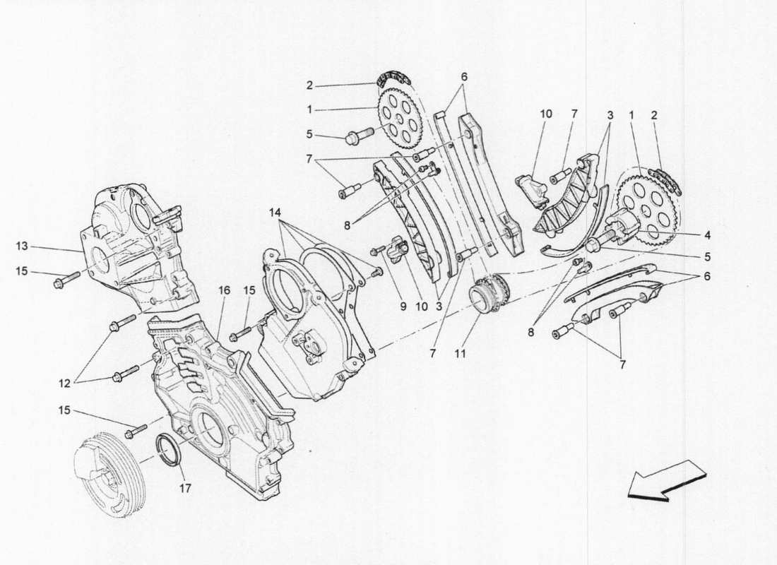 maserati qtp. v6 3.0 tds 275bhp 2017 timing part diagram