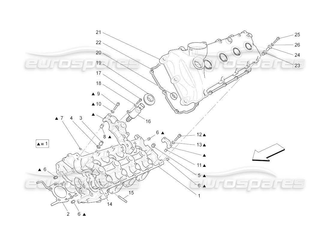 maserati qtp. (2010) 4.2 auto lh cylinder head part diagram