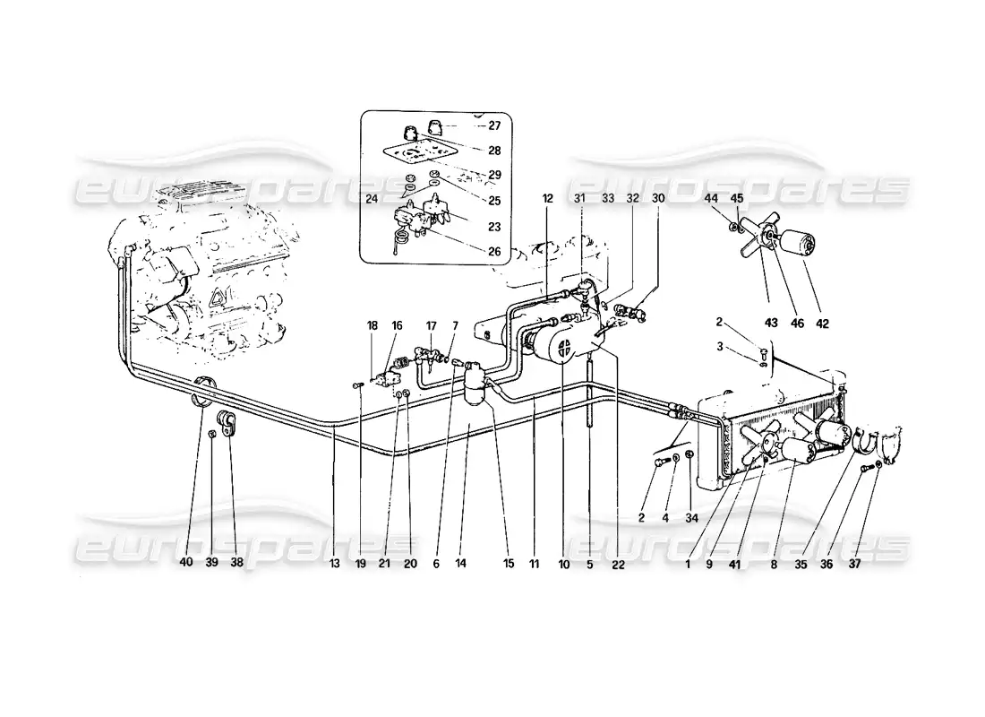 ferrari 308 quattrovalvole (1985) air conditioning system parts diagram