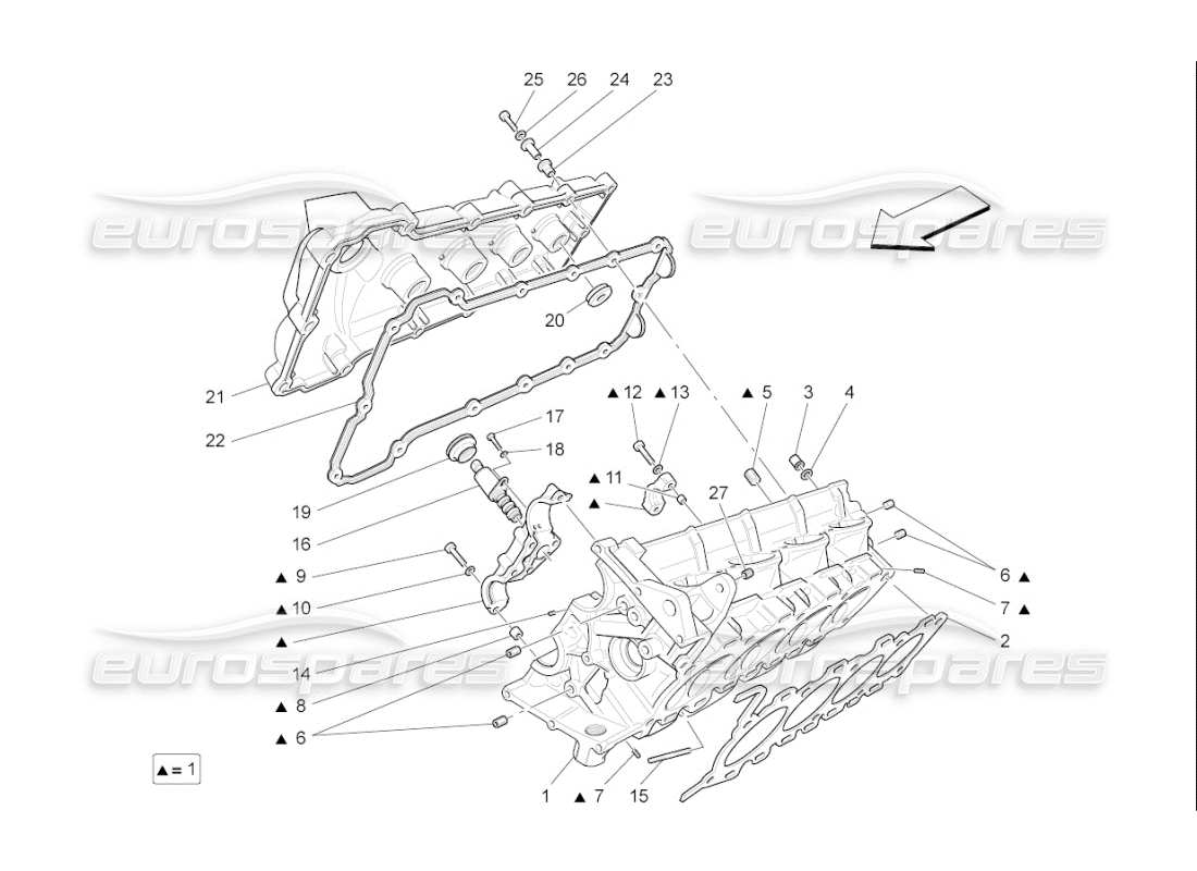 maserati qtp. (2009) 4.2 auto rh cylinder head part diagram