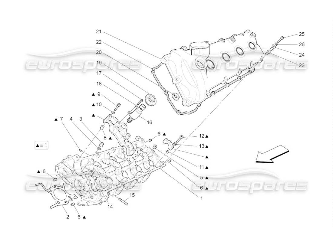 maserati qtp. (2008) 4.2 auto lh cylinder head part diagram