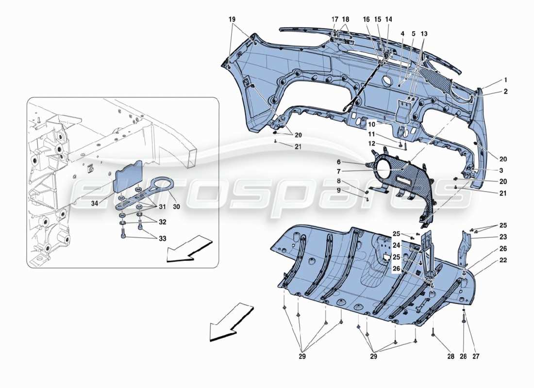 ferrari 488 challenge rear bumper part diagram