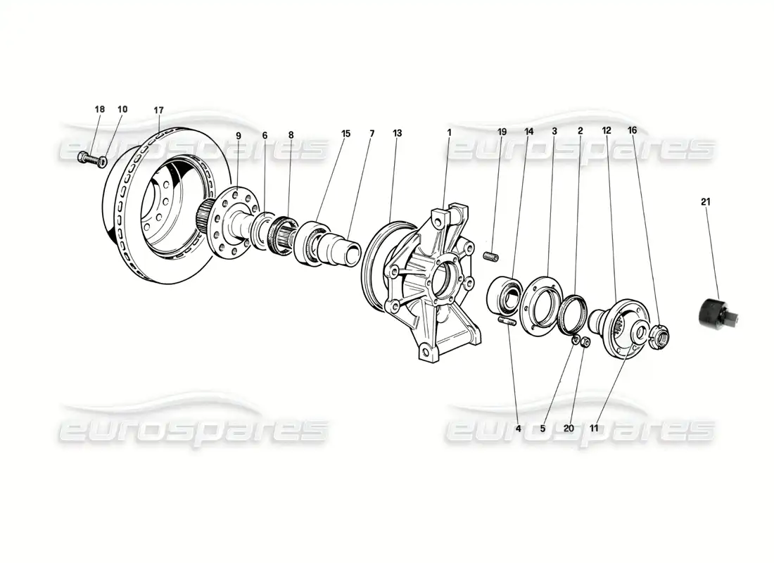 ferrari testarossa (1990) rear suspension - brake disc (until car no. 75995) parts diagram