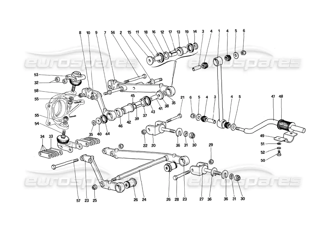 ferrari 412 (mechanical) front suspension - levers parts diagram