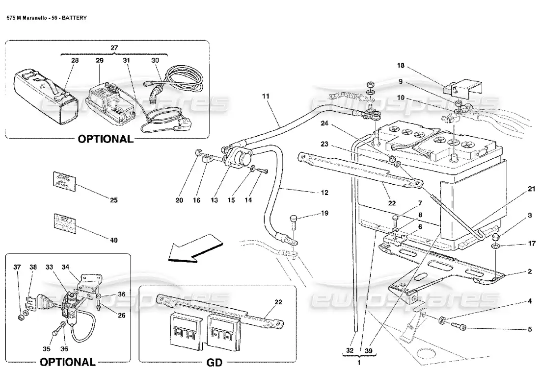 ferrari 575m maranello battery parts diagram