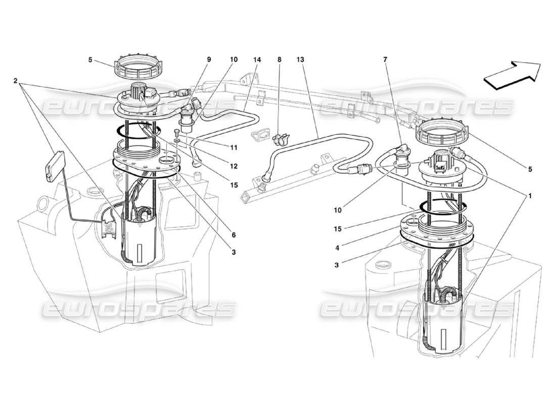 ferrari 360 challenge stradale fuel pumps and pipes parts diagram