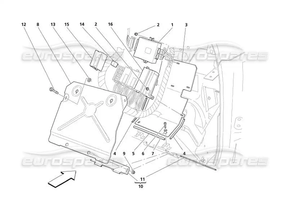 maserati 4200 coupe (2005) passengers side control units parts diagram