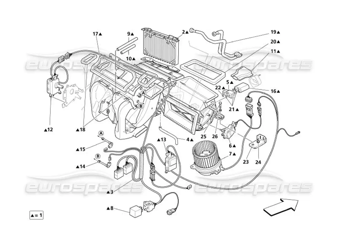 maserati 4200 spyder (2005) evaporator group parts diagram