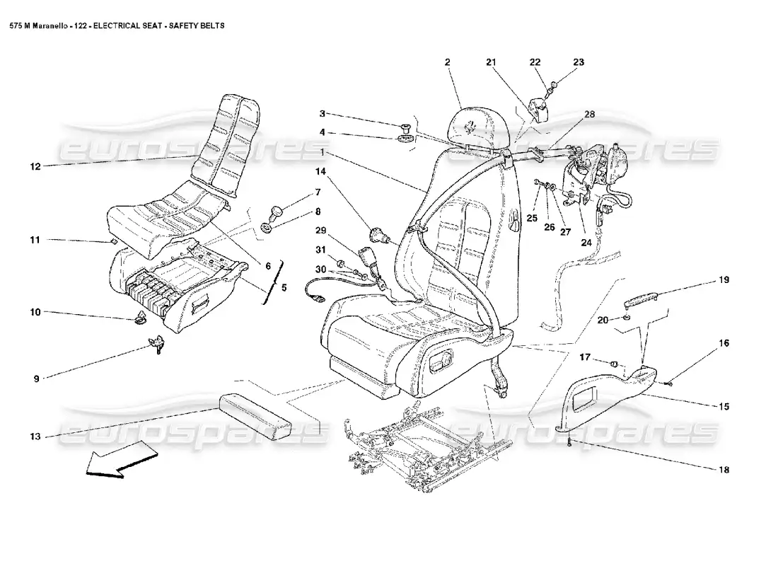 ferrari 575m maranello electrical seat safety belts parts diagram