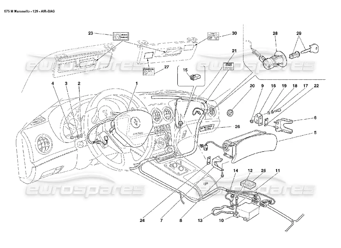 ferrari 575m maranello air bag parts diagram